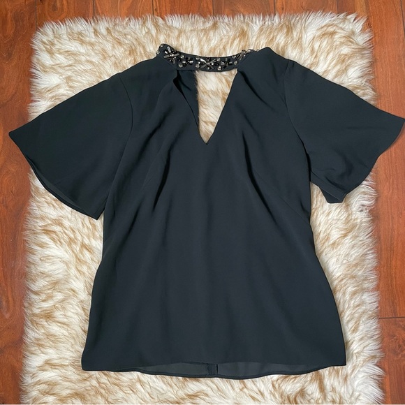 Ann Taylor beaded neck cutout blouse - Picture 6 of 10
